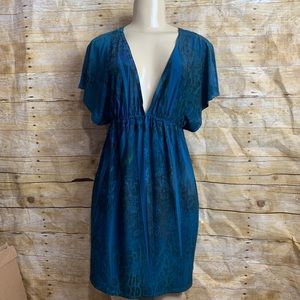 Blue Casual Dress short sleeves  fresh for summer